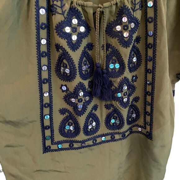 TORY BURCH Silk Top with Sequins and Embroidery Size 2 - Picture 3 of 6